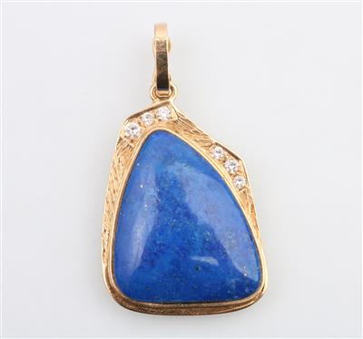 Lapis-Lazuli Brillant Anhänger zus. ca. 0,20 ct - Christmas auction