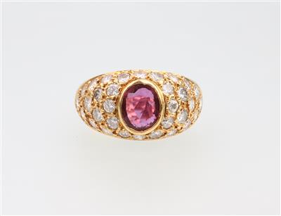 Brillant Rubin Ring zus. ca. 1,60 ct - Jewellery and watches