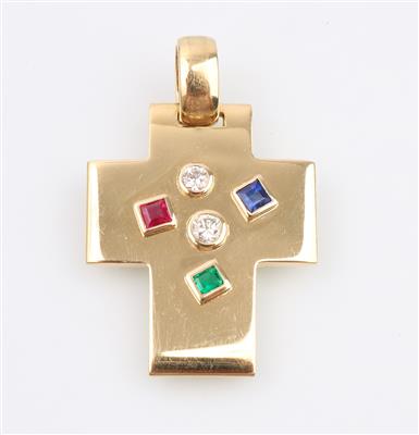 Brillant Smaragd Saphir Rubin Kreuz - Schmuck und Uhren
