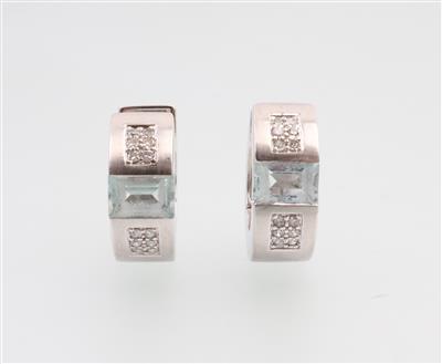 Diamant Aquamarin Creolen - Jewellery and watches