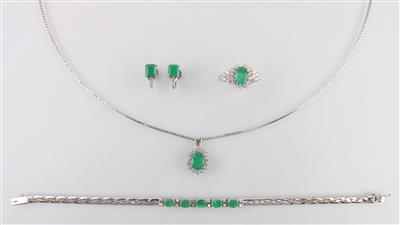 Smaragd Diamant Schmuckgarnitur - Klenoty a Hodinky