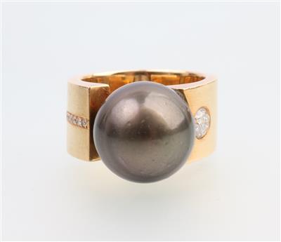 Brillant Kulturperlen Ring zus. 0,59 ct - Gioielli e orologi