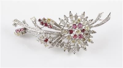 Brillant Diamant Rubinbrosche - Jewellery and watches