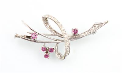 Diamant Rubinbrosche - Jewellery and watches