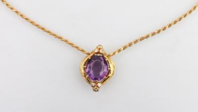 Amethyst Diamant Anhänger - Asta di Natale - Argenti, vetri, porcellane, incisione, militaria, tappeti