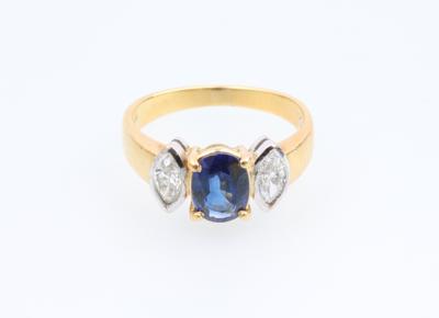 Diamant Saphir Ring - Vánoční aukce - Stříbro, sklo, porcelán, Moderní umění grafika, koberce