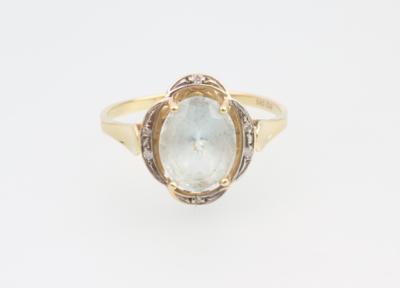 Aquamarin Diamant Ring - Klenoty a Hodinky