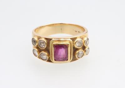 Altschliffbrillant Rubin Ring - Schmuck und Uhren