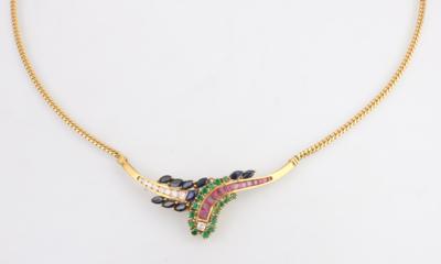 Brillant Saphir Rubin Smaragd Collier - Jewellery and watches