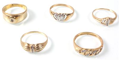 5 Diamantringe - Arte, antiquariato e gioielli