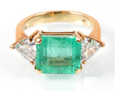 Diamant-Smaragdring - Kunst, Antiquitäten und Schmuck