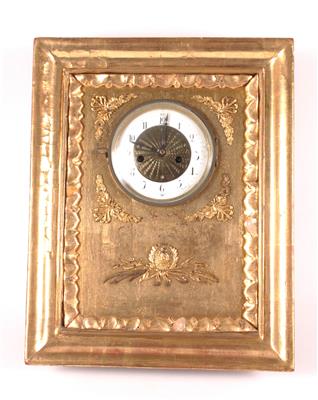 Kleine Rahmenuhr, Mitte 19. Jahrhundert - online auction Kunst, Antiquitäten und Schmuck