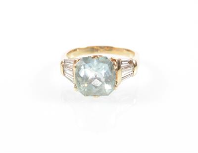 Diamant/Aquamarinring - Antiques, art and jewellery