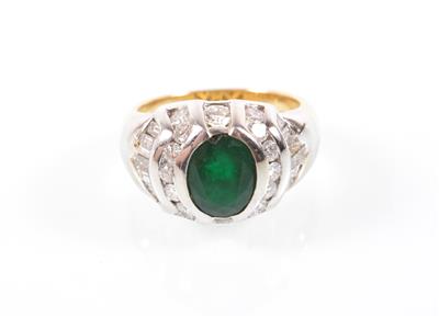 Brillanten-Diamanten Smaragd Damenring - Antiques, art and jewellery