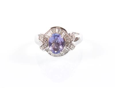Diamant/Tansanitring - Antiques, art and jewellery