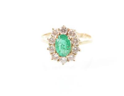 Brillant Smaragd Ring - Kunst- und Kunsthandwerk 1900-1950, Schmuck