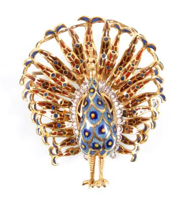 "Pfau"Brosche - Antiques, art and jewellery