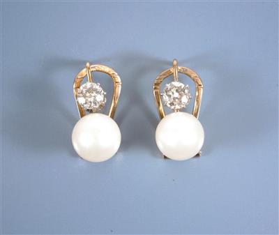 Brillant Kulturperlen Ohrstecker zus. ca. 0,80 ct - Antiques, art and jewellery