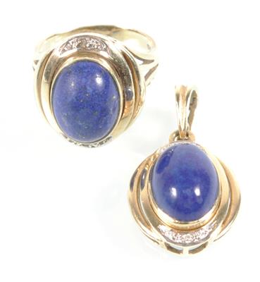 Brillant/Lapislazuli Schmuckgarnitur - Antiques, art and jewellery