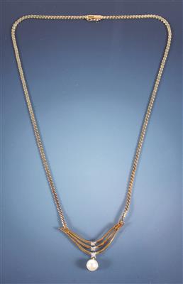 Brillant/Diamant/Kulturperlen Collier - Kunst, Antiquitäten und Schmuck