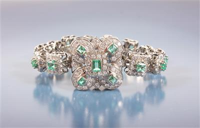 Brillant-Smaragd-Armkette zus. ca. 16,30 ct - Umění, starožitnosti, šperky