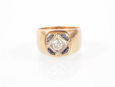 Diamant/Saphirherrenring - Antiques, art and jewellery