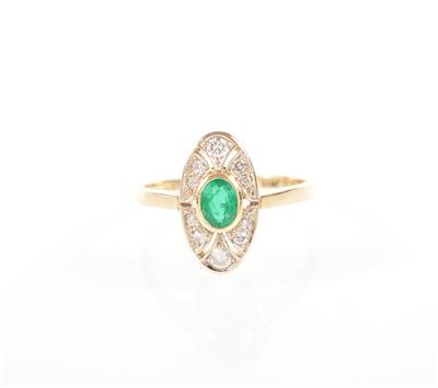 Brillant-Smaragd Damenring - Antiques, art and jewellery