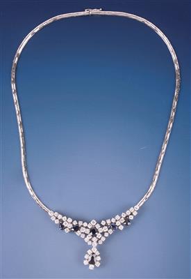 Brillant/Saphir Collier Brillanten zus. ca. 4,50 ct - Kunst und Antiquitäten