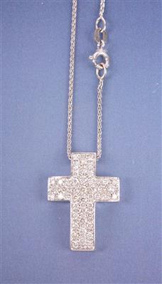 Brillantkreuz zus. ca. 1,10 ct an Halskette - Art and antiques