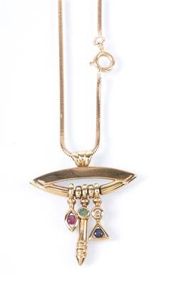 Diamant/Farbstein Anhänger an Halskette - Jewellery