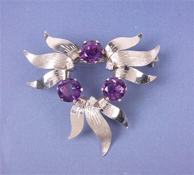 Brillant/Amethyst Brosche - Jewellery, Works of Art and art