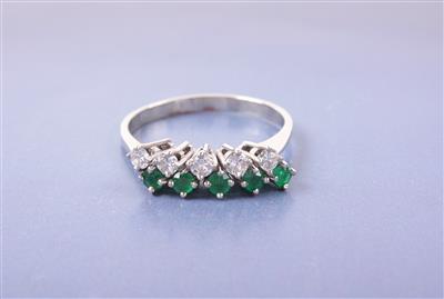 Brillant/Smaragdring zus. ca 0,25 ct - Jewellery, Works of Art and art