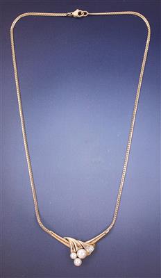 Diamant/Kulturperlen-Collier - Schmuck, Kunst & Antiquitäten