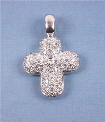 Brillantkreuz zus. ca. 1,36 ct (graviert) - Jewellery, Works of Art and art