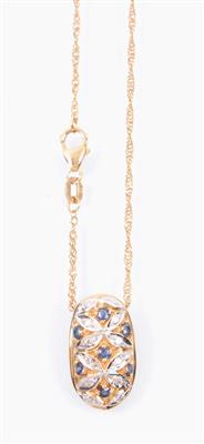Diamant/Saphiranhänger an Halskette - Schmuck, Kunst & Antiquitäten