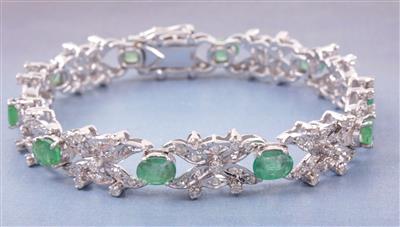Diamant/Smaragd-Armkette - Klenoty, umění a starožitnosti