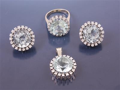 Brillant/Aquamarin Schmuckgarnitur zus. 2,30 ct - Uhren & Schmuck (SA)