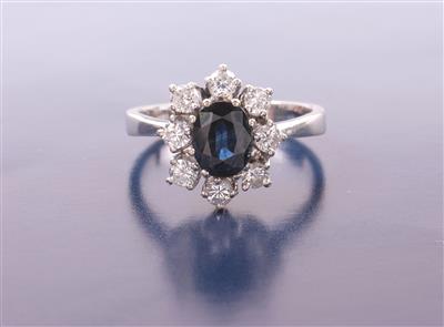 Brillant/Saphir-Damenring zus. ca. 0,50 ct - Jewellery, Works of Art and art