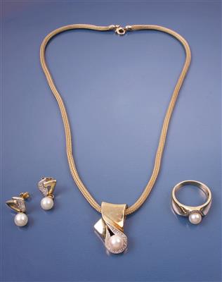 Diamant/KulturperlenSchmuckgarnitur - Jewellery, Works of Art and art