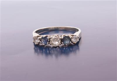 Diamanten 0,75 ct-Safir Ring - Gioielli, arte e antiquariato