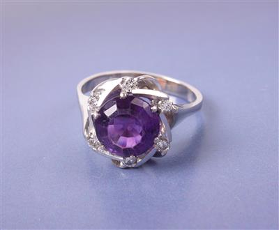 Brillant/Amethyst Damenring - Schmuck, Kunst & Antiquitäten