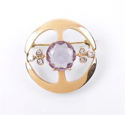 Diamanten Amethyst Brosche - Jewellery, Works of Art and art