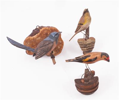 3 Viechtauer Vogelfiguren, alpenländisch 19./20. Jhdt., - Einfach tierisch