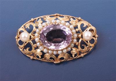 Amethyst/Kulturperlenbrosche - Šperky, umění a starožitnosti