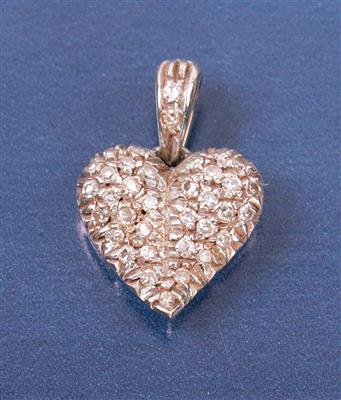 Diamantherzanhänger zus. ca. 0,20 ct - Schmuck, Kunst und Antiquitäten
