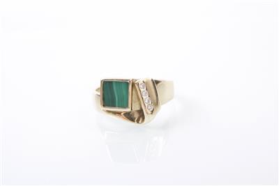 Brillant/Malachit-Ring - Schmuck, Kunst & Antiquitäten