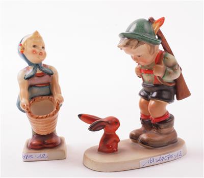 2 Hummelfiguren, "Jägerlein/ Fleißiges Lieschen", - Porcellana, vetro e ceramica