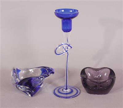 2 Zierschalen/ 1 Kerzenständer - Porcelain, glass and ceramics