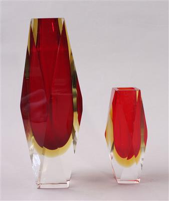 2 Ziervasen (Sommerso), Murano/Flavio Poli um 1960/70, - Porcelán, sklo a keramika