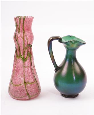 Henkelvase/Vase, Arbeit um 1880-1910, Ausführung Kralik und Josefinenhütte - Porzellan, Glas und Keramik